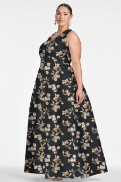 Brooke Gown - Black Venetia Petal 12 Brooke Gown - Black Venetia Petal -SACHIN & BABI Clothes BROOKEGOWN BLACKVENETIAPETALS SIDE2 d906c2f2 0b4d 4c0d baf4 a0647ed26eab