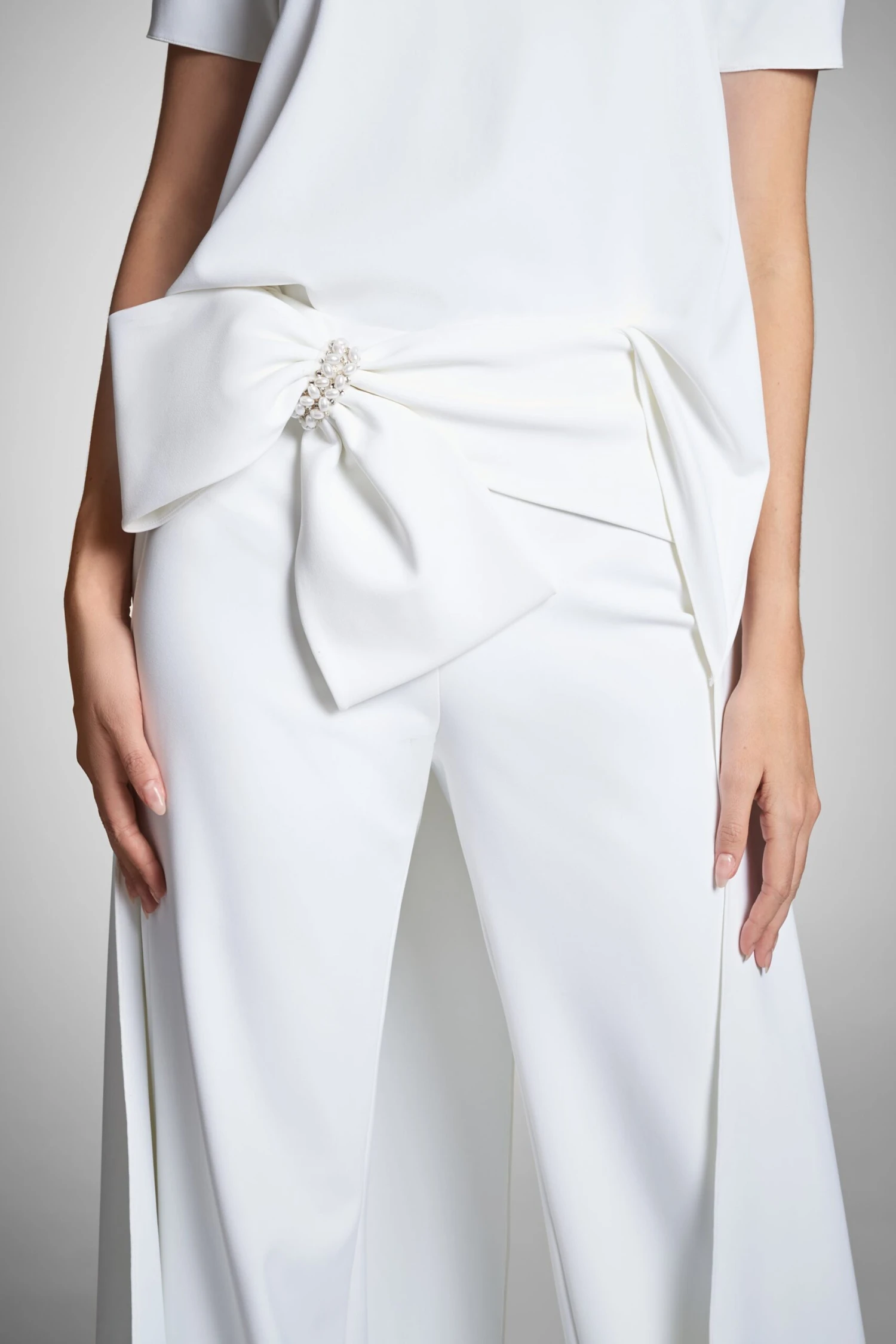 Embellished Whitley Pant - Ivory 2 Embellished Whitley Pant - Ivory - Image 2