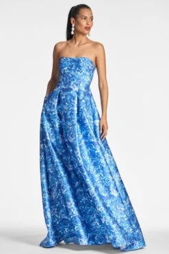 Giovanna Gown - Mediterranean Blooms -SACHIN & BABI Clothes GIOVANNAGOWN MEDITERRANEANBLOOM FRONT