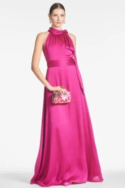 On The Rocks Clutch - Deep Pink Dahlia -SACHIN & BABI Clothes KAYLAGOWN DRAGONFRUIT FRONT5