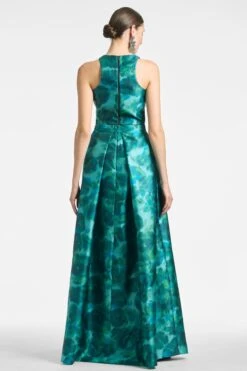 Lexie Top - Emerald Watercolor Floral -SACHIN & BABI Clothes LEXIETOP AVASKIRT EMERALDWATERCOLORFLORAL BACK