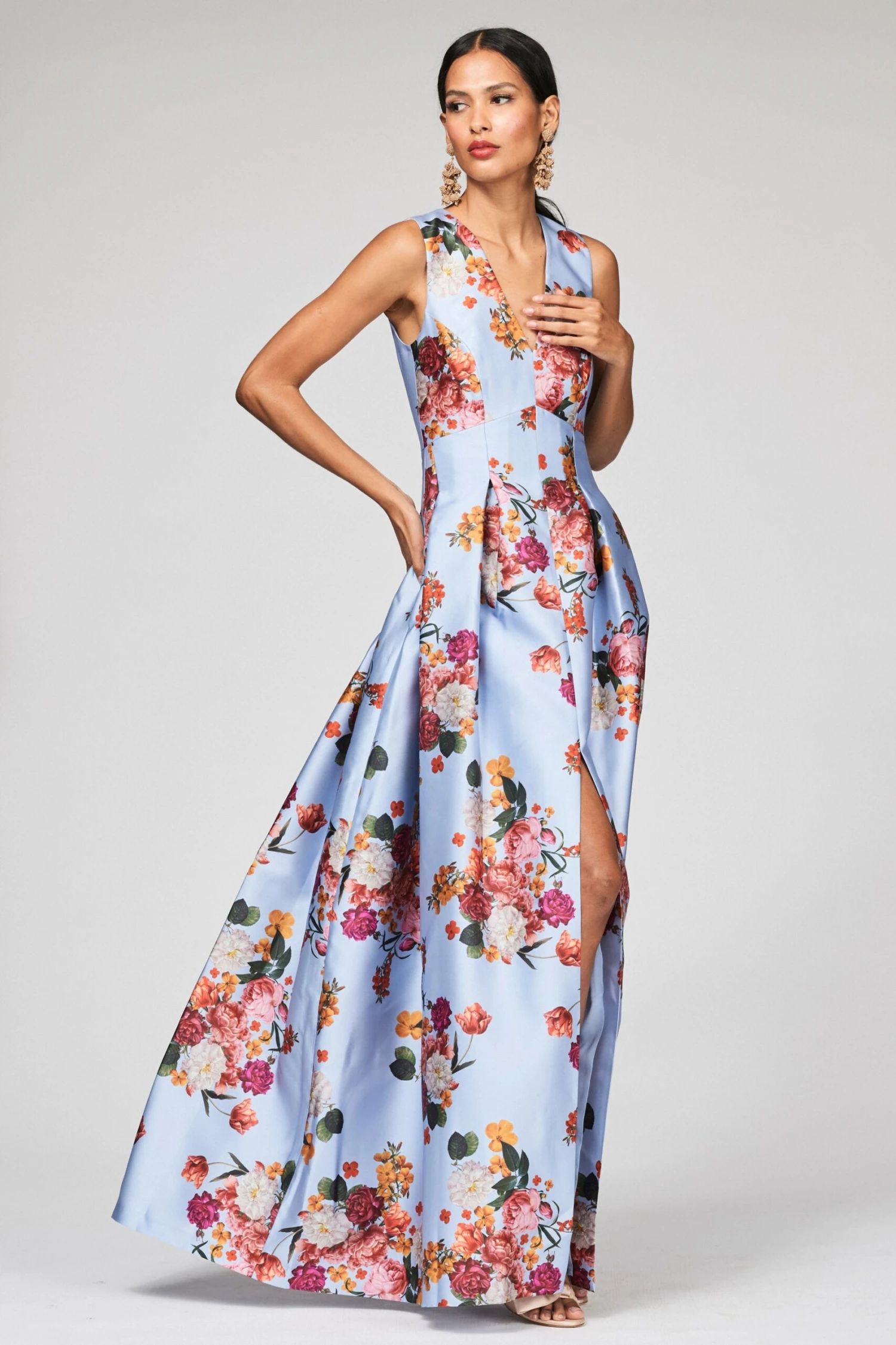 BROOKE GOWN - GLACIAL BLUE BRIGHT BOUQUET 1 BROOKE GOWN - GLACIAL BLUE BRIGHT BOUQUET