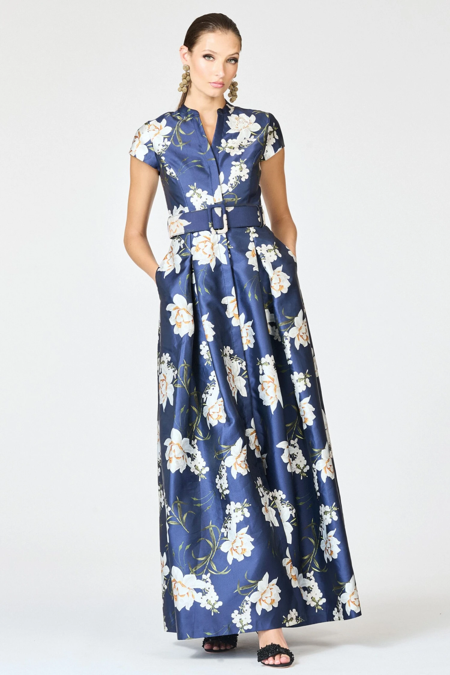 EMBELLISHED MARTA GOWN - NAVY NARCISSUS 1 EMBELLISHED MARTA GOWN - NAVY NARCISSUS