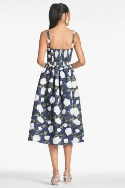 Olena Dress - Navy/Ivory Moonlit Garden -SACHIN & BABI Clothes OLENADRESS NAVYIVORYMOONLITGARDEN BACK