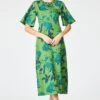 EMBELLISHED LEMIE DRESS - EMPRESS GREEN ROSES