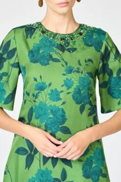 EMBELLISHED LEMIE DRESS - EMPRESS GREEN ROSES 6 EMBELLISHED LEMIE DRESS - EMPRESS GREEN ROSES -SACHIN & BABI Clothes R261D06 353 4