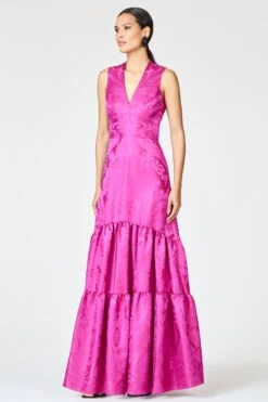 CELLA GOWN - PINK SAPPHIRE DAMASK