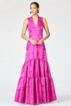 CELLA GOWN - PINK SAPPHIRE DAMASK -SACHIN & BABI Clothes R261G04 677