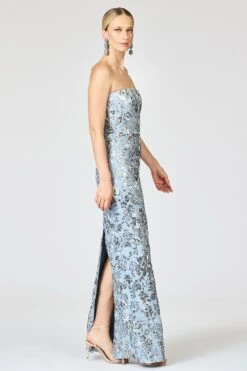 METALLIC CLOQUE SOPHIA GOWN - PEWTER GARDENS -SACHIN & BABI Clothes R261G60 040 4