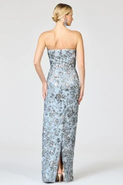 METALLIC CLOQUE SOPHIA GOWN - PEWTER GARDENS -SACHIN & BABI Clothes R261G60 040 5