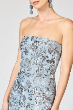 METALLIC CLOQUE SOPHIA GOWN - PEWTER GARDENS -SACHIN & BABI Clothes R261G60 040 6