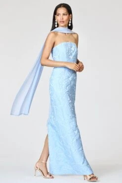 EMBELLISHED EMMY SCARF - ICE BLUE