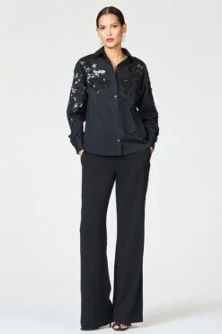 EMBELLISHED PARADISO TOP - BLACK