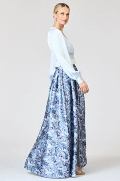 ZOE GOWN - CELESTIAL BLUE/FROZEN FLORA 11 ZOE GOWN - CELESTIAL BLUE/FROZEN FLORA -SACHIN & BABI Clothes R262G26 451 6
