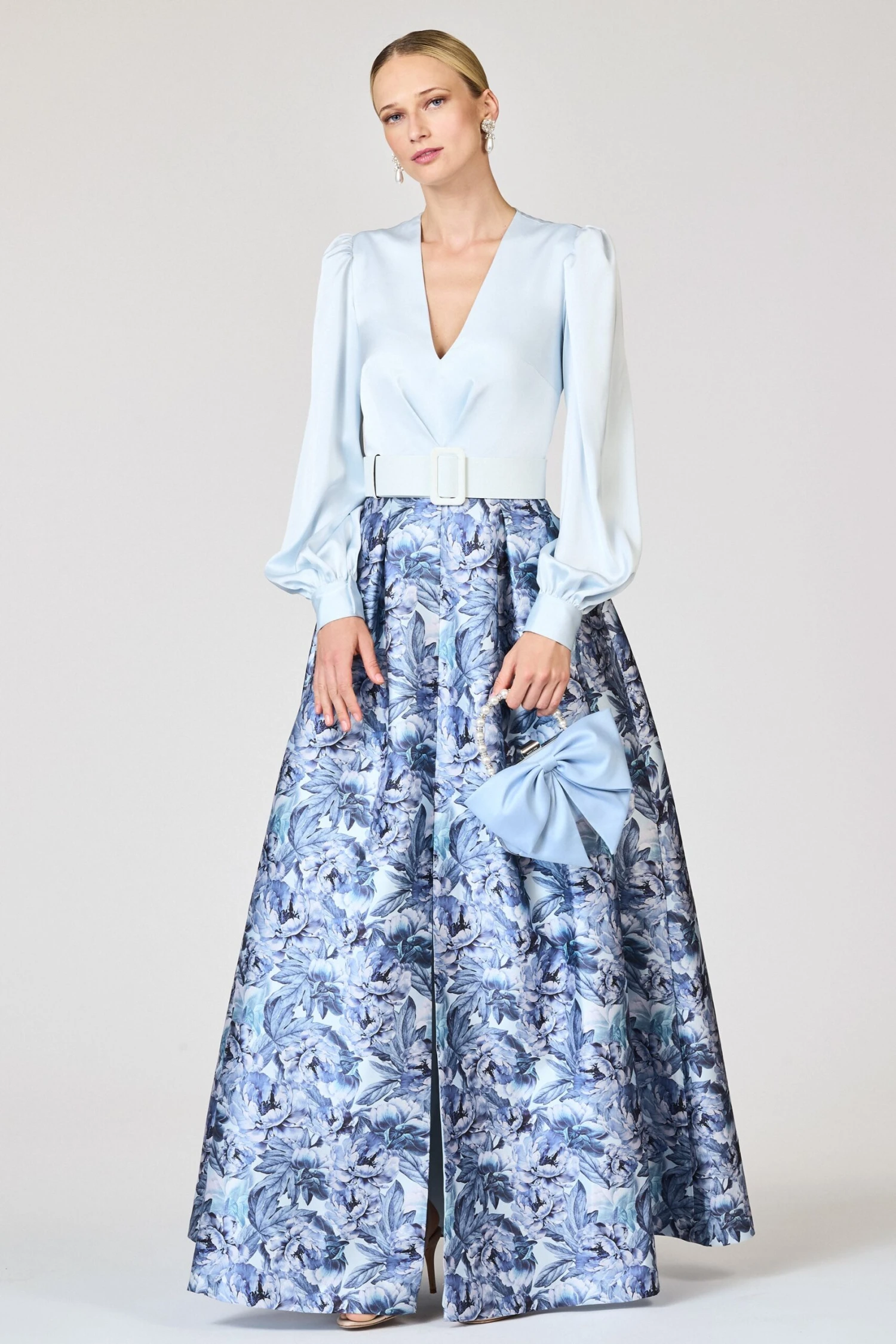 ZOE GOWN - CELESTIAL BLUE/FROZEN FLORA 2 ZOE GOWN - CELESTIAL BLUE/FROZEN FLORA - Image 2