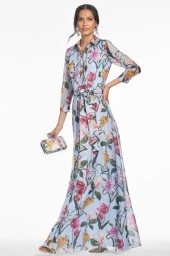 ADDISON GOWN - GLACIAL BLUE BLOSSOMS 7 ADDISON GOWN - GLACIAL BLUE BLOSSOMS -SACHIN & BABI Clothes S252G21 456