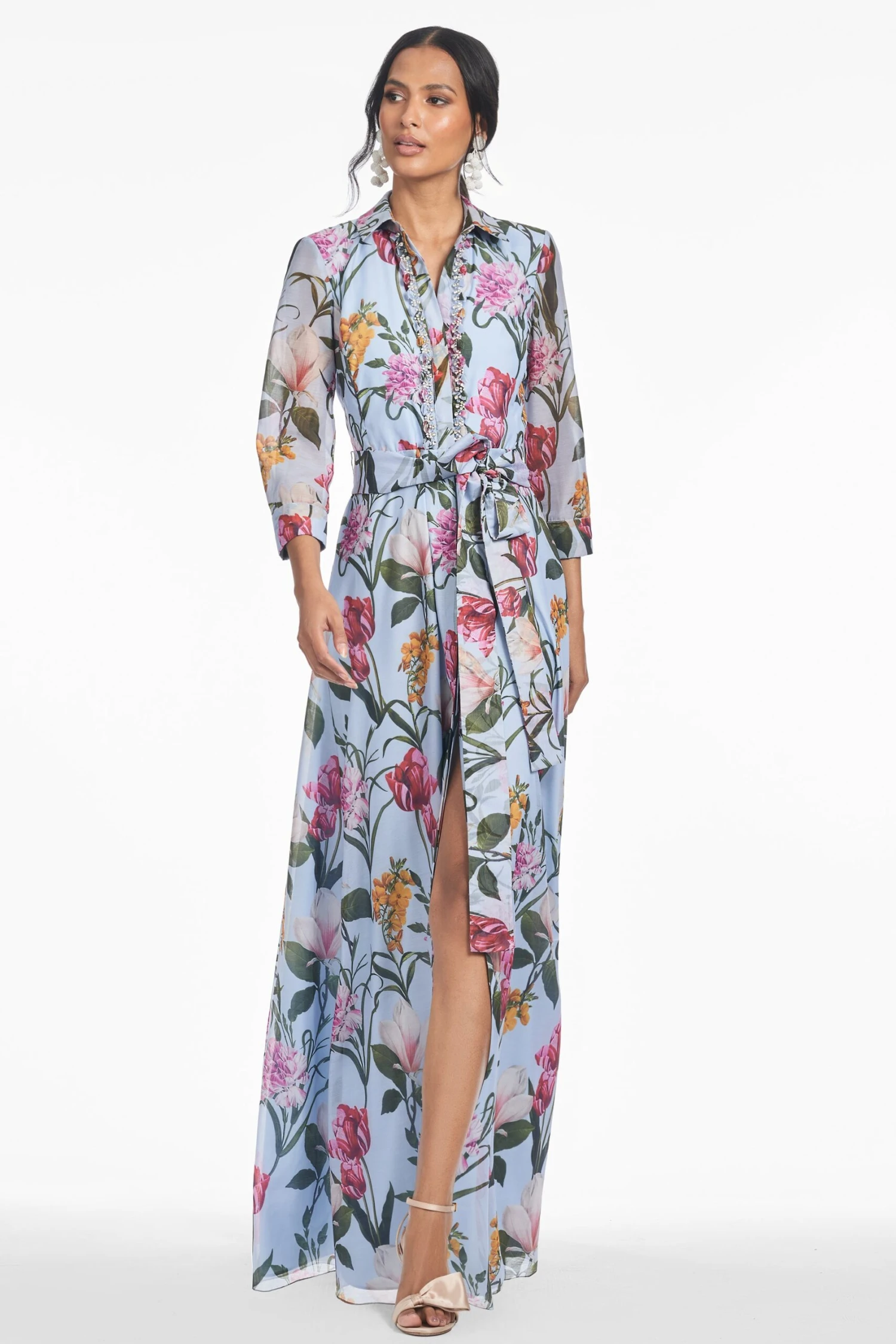 ADDISON GOWN - GLACIAL BLUE BLOSSOMS 1 ADDISON GOWN - GLACIAL BLUE BLOSSOMS