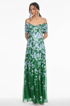 KENNEDY GOWN - KELLY GREEN DEGRADE FLORALS 7 KENNEDY GOWN - KELLY GREEN DEGRADE FLORALS -SACHIN & BABI Clothes S253G41 358 2