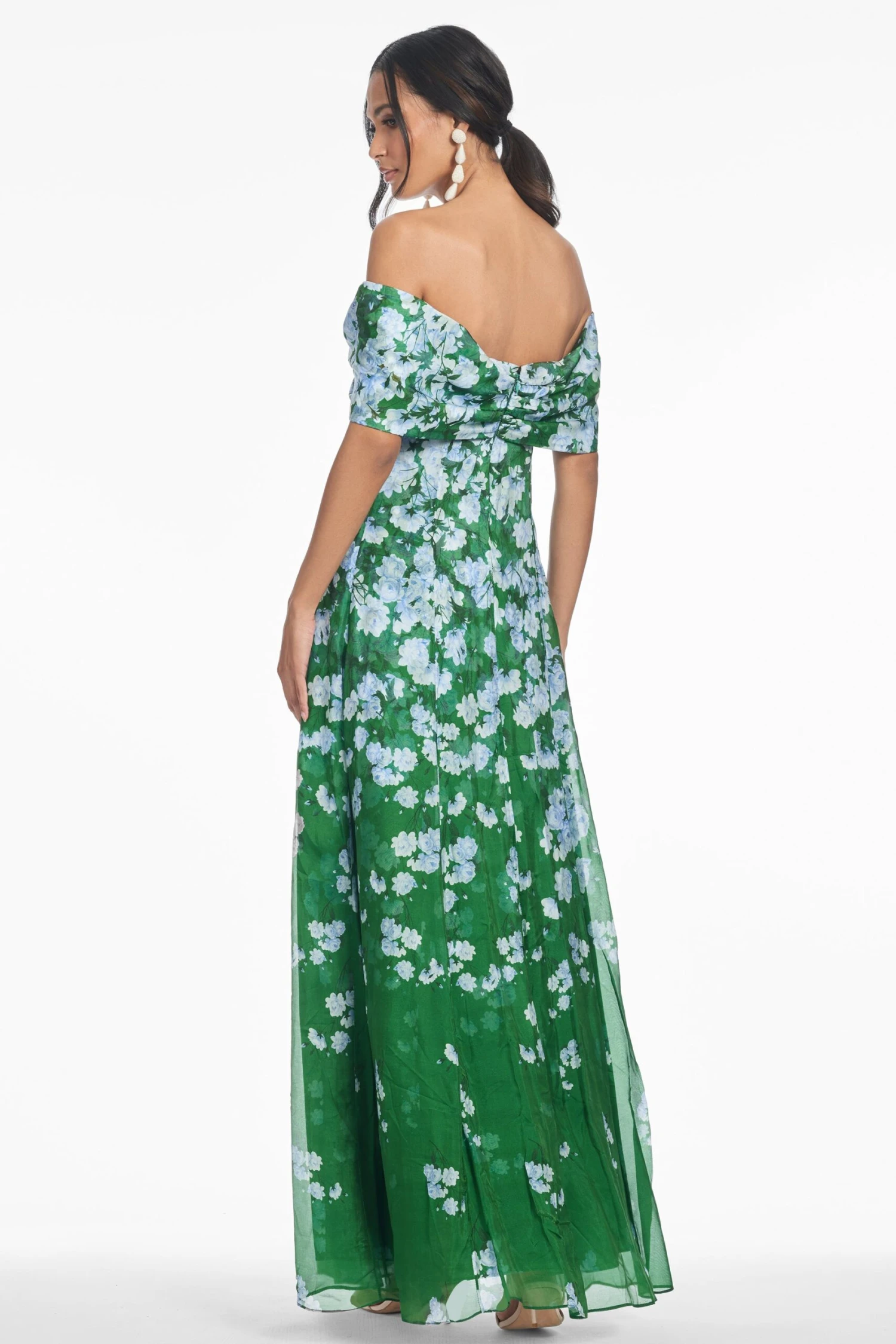 KENNEDY GOWN - KELLY GREEN DEGRADE FLORALS 3 KENNEDY GOWN - KELLY GREEN DEGRADE FLORALS - Image 3