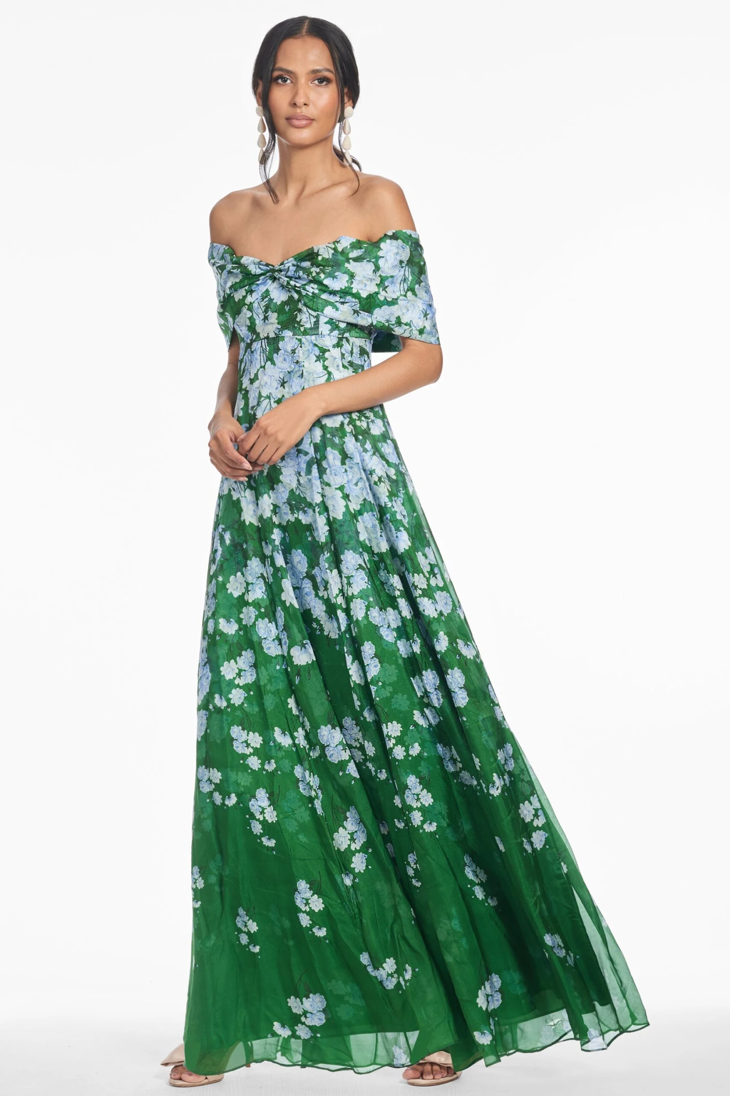 KENNEDY GOWN - KELLY GREEN DEGRADE FLORALS 2 KENNEDY GOWN - KELLY GREEN DEGRADE FLORALS - Image 2