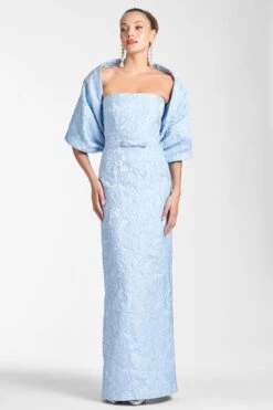 THE HUG SHAWL - ICE BLUE JACQUARD CLOQUE