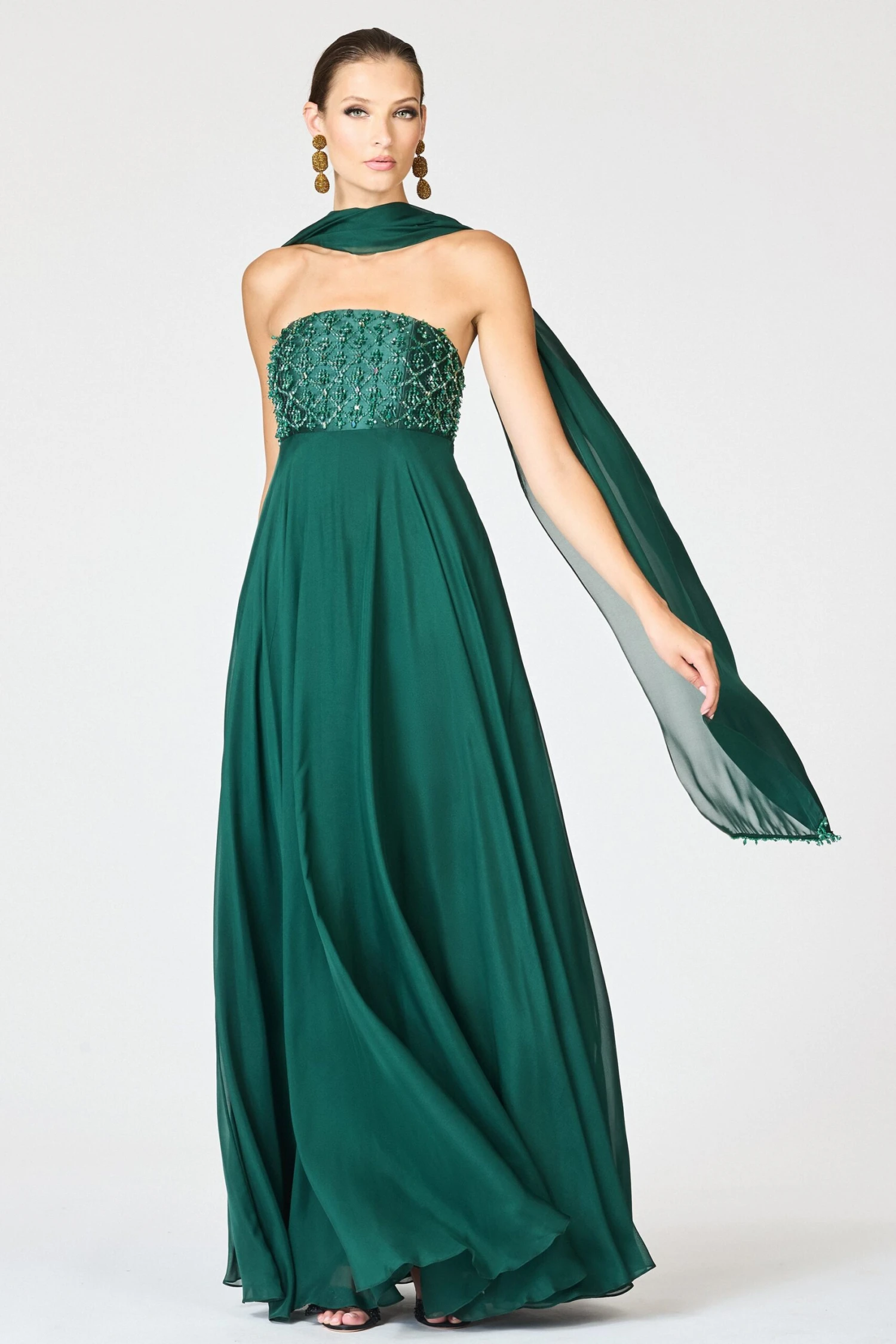 EMBELLISHED MONACO GOWN - FOREST GREEN 4 EMBELLISHED MONACO GOWN - FOREST GREEN - Image 4
