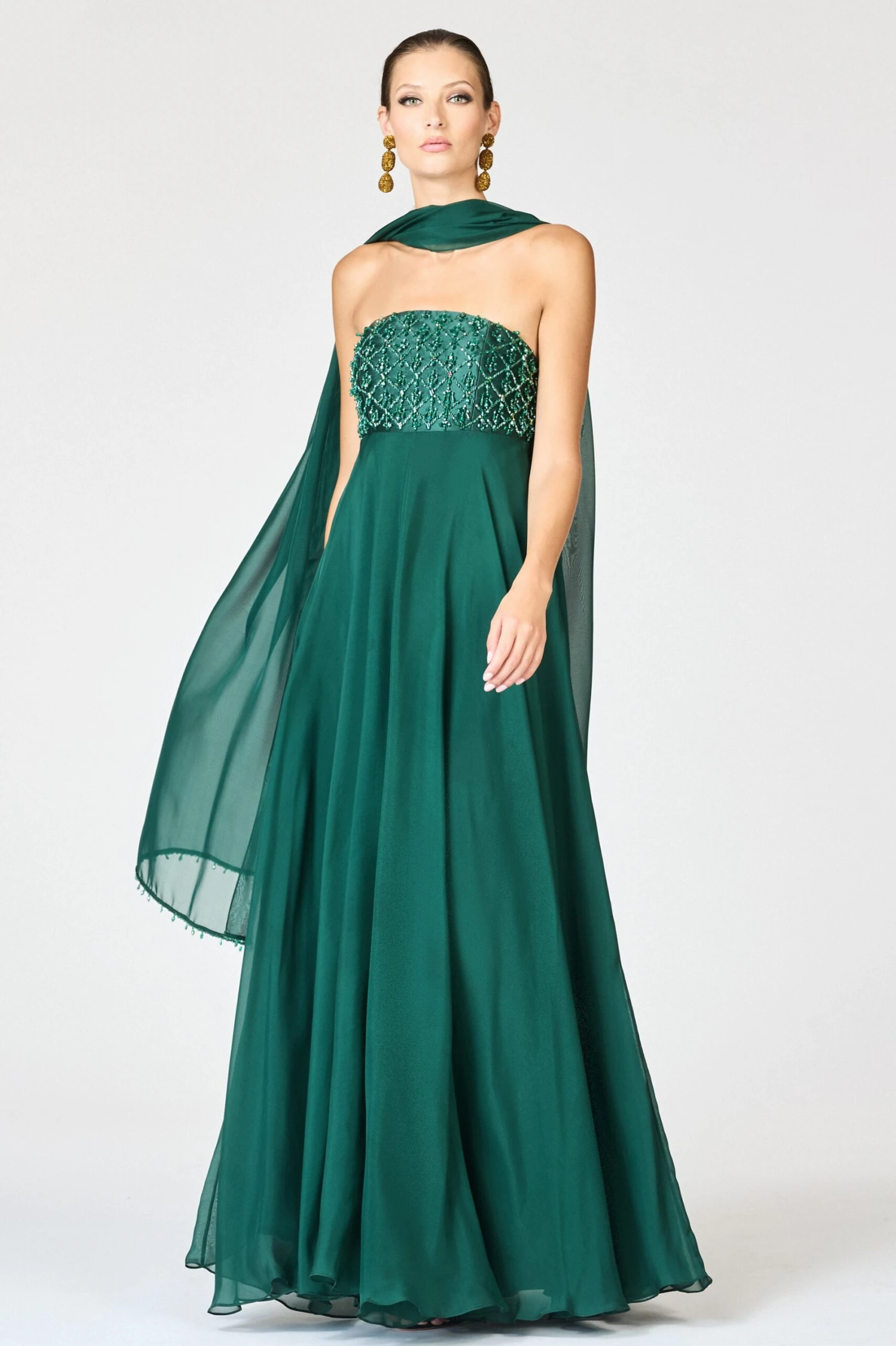 EMBELLISHED MONACO GOWN - FOREST GREEN 2 EMBELLISHED MONACO GOWN - FOREST GREEN - Image 2