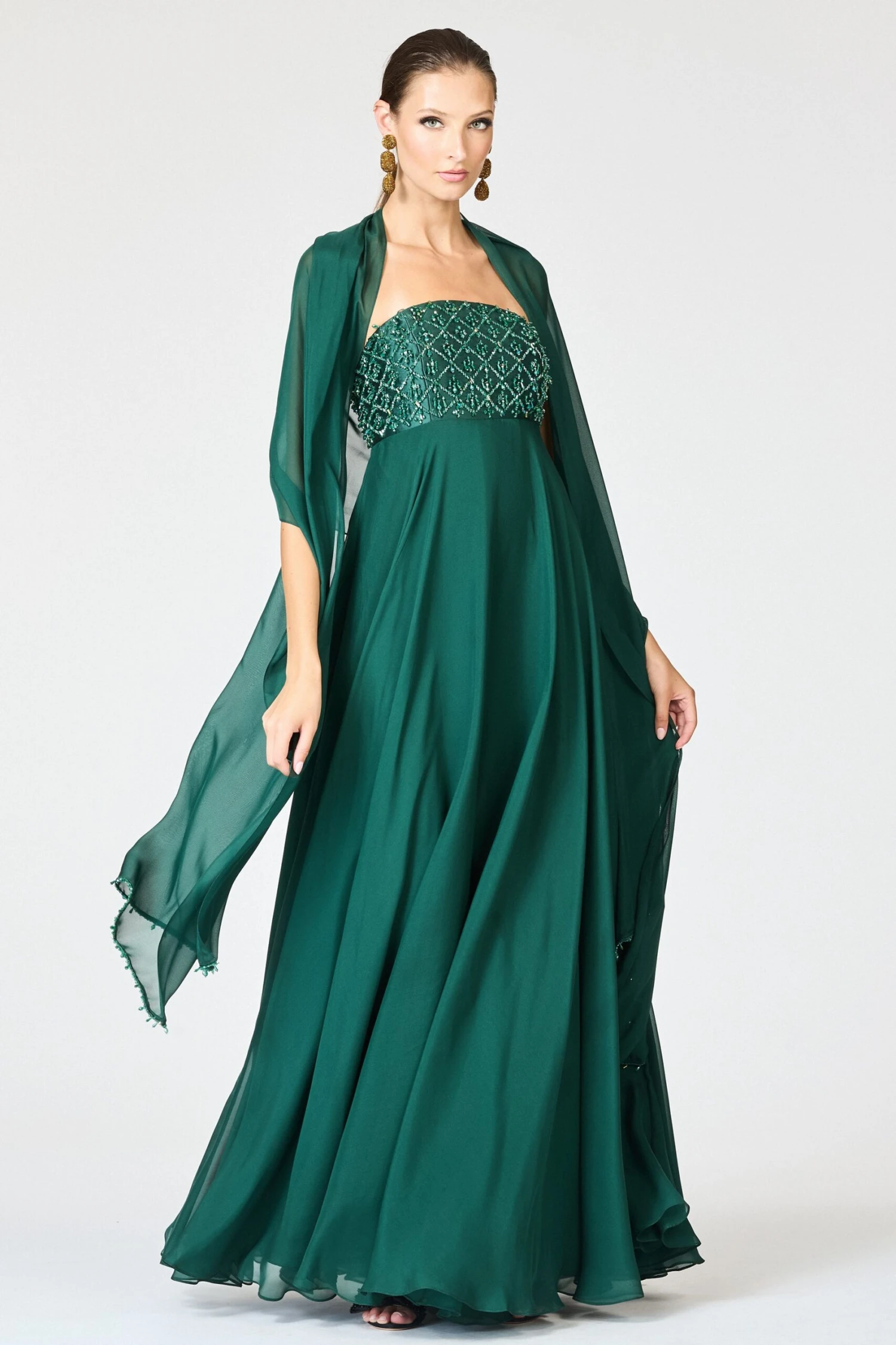 EMBELLISHED MONACO GOWN - FOREST GREEN 6 EMBELLISHED MONACO GOWN - FOREST GREEN - Image 6