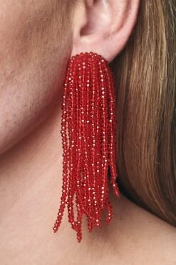 FOUNTAIN EARRINGS - CHILI RED