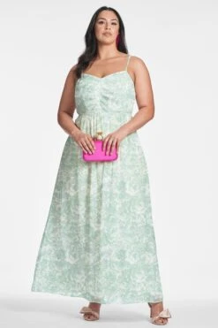 Sienna Gown - Sage Painted Floral -SACHIN & BABI Clothes SIENNAGOWN SAGEPAINTEDFLORAL FRONT15