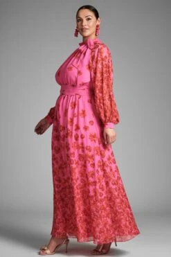 Vera Gown - Rose/Vermillion 14 Vera Gown - Rose/Vermillion -SACHIN & BABI Clothes VERAGOWN ROSEVERMILLION SIDE2