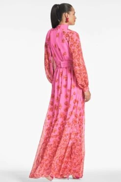 Vera Gown - Rose/Vermillion 12 Vera Gown - Rose/Vermillion -SACHIN & BABI Clothes VERAGOWN ROSEVERMILLION BACK