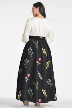 Zoe Gown - Off White/Noir Bouquet 13 Zoe Gown - Off White/Noir Bouquet -SACHIN & BABI Clothes ZOEGOWN OFFWHITENOIRBOUQUET BACK1