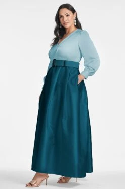 Zoe Gown - Seaglass/Deep Teal -SACHIN & BABI Clothes ZOEGOWN SEAGLASSDEEPTEAL SIDE2