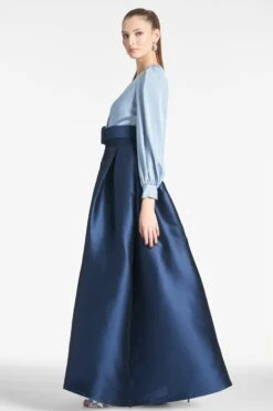 Zoe Gown - Slate/Navy 9 Zoe Gown - Slate/Navy -SACHIN & BABI Clothes ZOEGOWN SLATENAVY SIDE