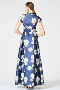 EMBELLISHED MARTA GOWN - NAVY NARCISSUS 8 EMBELLISHED MARTA GOWN - NAVY NARCISSUS -SACHIN & BABI Clothes beltbackmarta